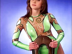 Wonderful girl Lena in green leotard . Beatiful photos.