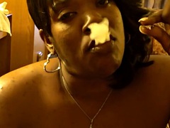 Ebony 1st White Cock, Deep Throat, Smoking, Facial