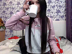 Teen brunette with immense jugs wank until squirt