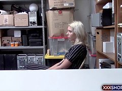 Blonde shoplifter chick fucked on CCTV by a mall cop