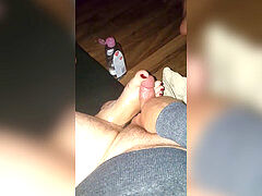 kneading my dick on bbw wifes soles