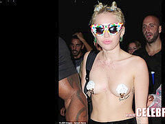 Loony celeb Miley Cyrus total Frontal